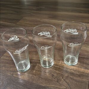 Vintage Coca Cola Glass Set of 3 - Clear + bonus
